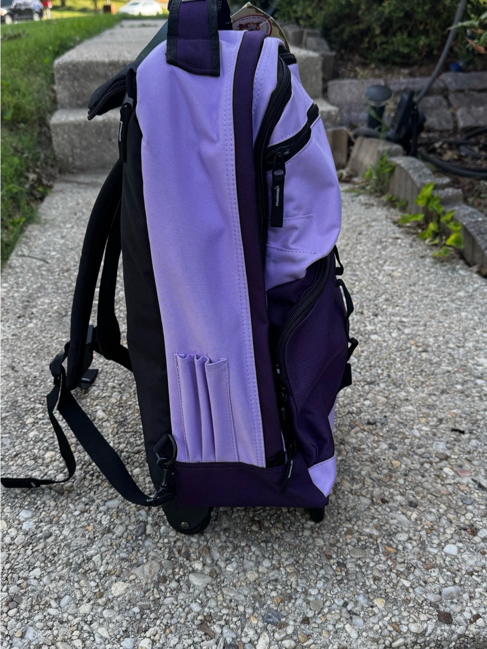 Casual Gear Purple Rolling Laptop Backpack with Dual-Tone Design - Picture 13 of 13